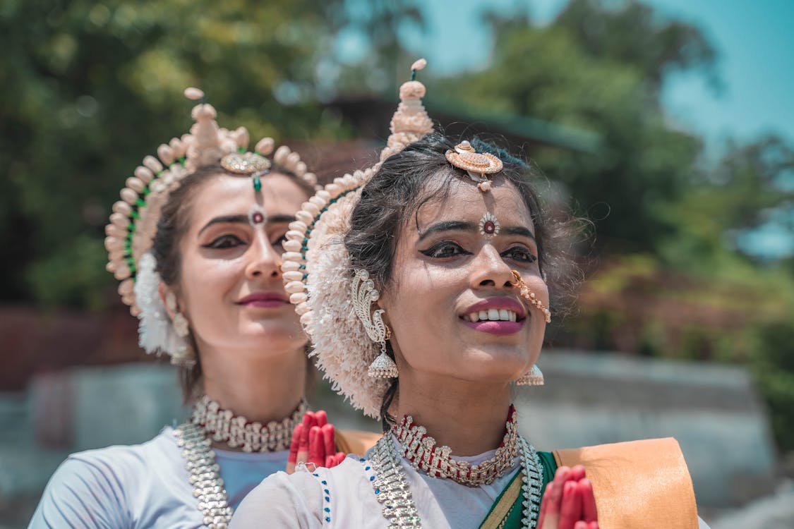 Two Odissi dancers in practice — traditional Indian classical dance
