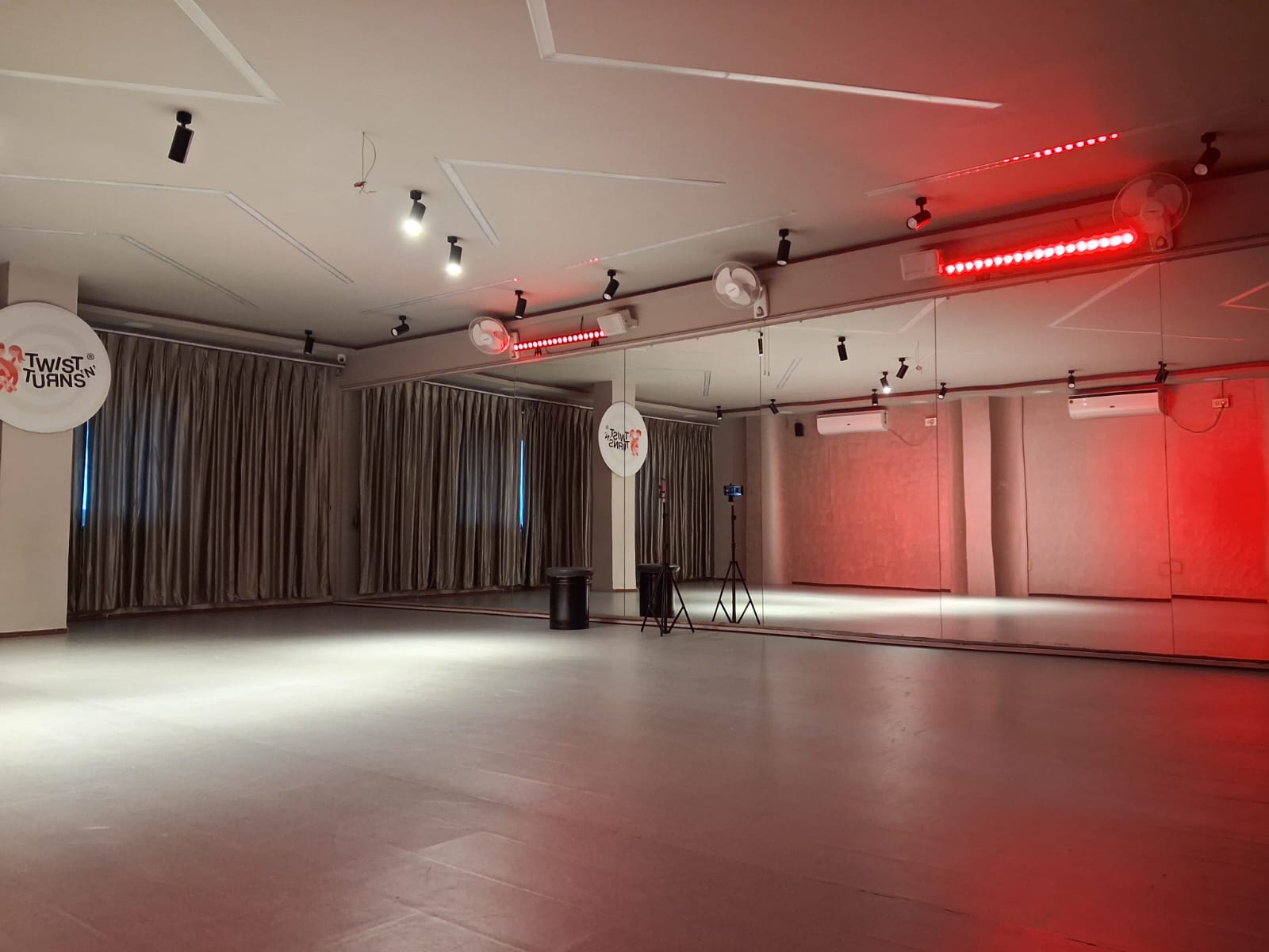Twist N Turns Ruby Studio — upgraded hall with full-wall mirrors, July 2026